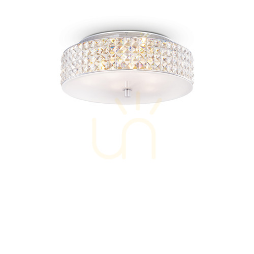 Kontrola Plafon Ideallux Roma PL6 chrom křišťálový 40 cm 000657