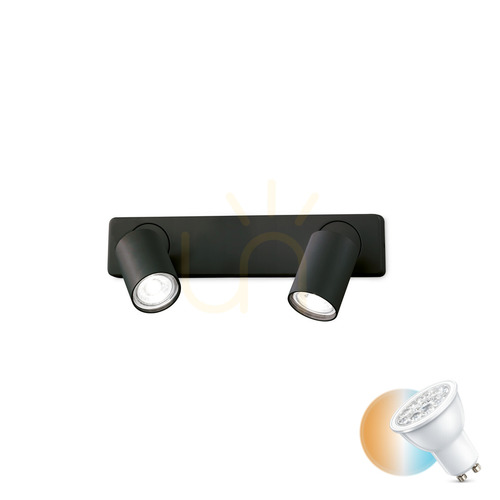 Kontrola Nástěnné svítidlo Ideal Lux Rudy AP2 Round Nero černé 2x GU10 229034