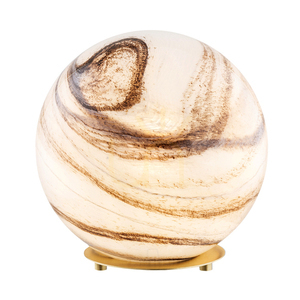 Stolní lampa ARGON ARUBA 8533 skleněná koule mramorový dekor bílo-hnědý kartáčovaná mosaz E27 small 0