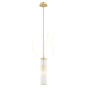 Závěsné svítidlo ARGON HAMPTON 8489 kartáčovaná mosaz rýhované sklo 1×E14 LED max. 7 W small 0