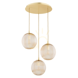 Závěsné svítidlo ARGON Paloma 6311, 3 × E27 max 15 W, medové vroubkované sklo, kartáčovaná mosaz, 55 × 152,5 cm small 1