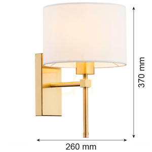 Nástěnné svítidlo Argon ABBANO 8048 E27, bílé sametové stínidlo, kartáčovaná mosaz small 2
