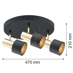 Stropní svítidlo Argon Doria 6006, černé s pomosazenými detaily, 3×E27 small 1
