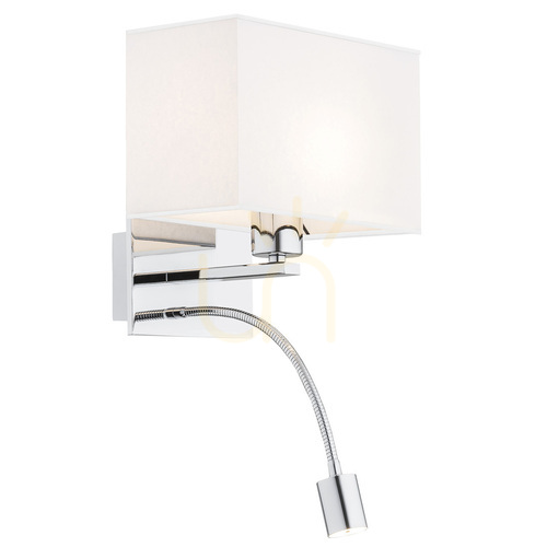 Kontrola Nástěnná lampa ARGON HILARY bílá chrom E27 IP20 867
