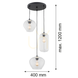 Závěsná lampa ARGON KALIMERA černá sklo E27 3x15W IP20 1431 small 1