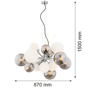 Lustr Argon Satellite 5020 bílý chrom sklo 15xE27 small 2