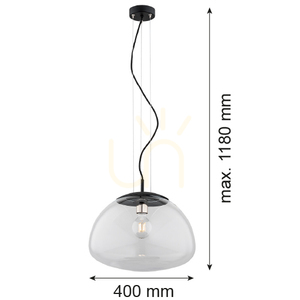 Závěsné svítidlo Argon TRINI 40 cm čiré sklo černý mat E27 4351 small 2