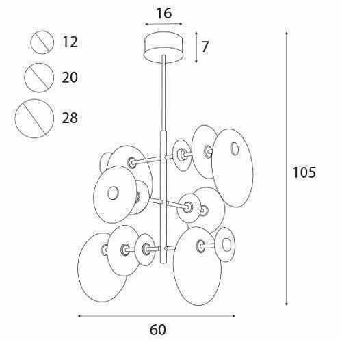 Kontrola Přívěsek světla Max Light Allure P0541 matné zlato 60 cm
