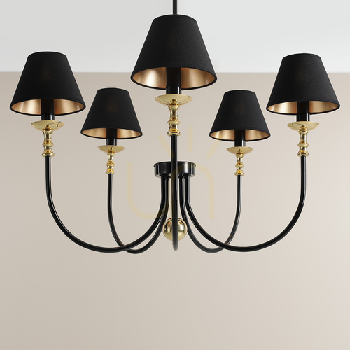 Kontrola Lustr Aldex Roma 5 Black 1118F1 černo-zlatý 5 × E14 80 cm