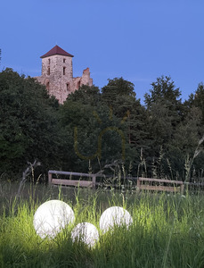 Sada dekorativních zahradních koulí - LUNA BALL 20, 30, 40 cm včetně montážní sady, 3m kabelu, špejle - PREMIUM - UV small 10