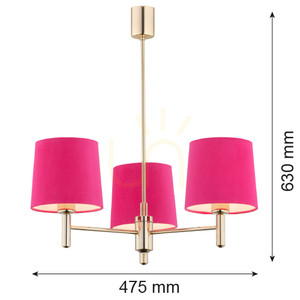 Závěsné svítidlo ARGON PONTE 1498 růžové, tmavá mosaz, 3x E27 small 2