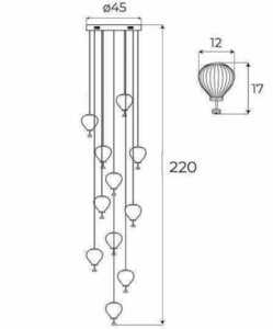 Přívěsek světla Max Light Palloncini P0526D 11xLED chrom sklo 45 cm small 8