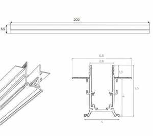 Lištové svítidlo Max Light MAX MT0007 magnetická lišta pod omítku 200 cm černá small 2