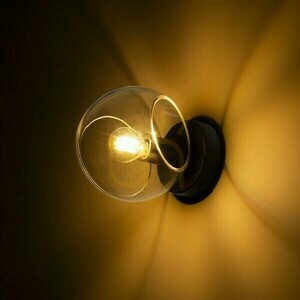 Povrchová nástěnná lampa Solaris Transparentní sklo/černá 230 V Led E14 7 W. small 3