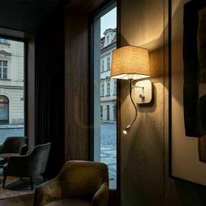 Nástěnné svítidlo Rendl PERTH R13661 E14 s textilním stínidlem a LED lampičkou na čtení, béžové/bílé/chrom small 5
