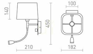 Nástěnné svítidlo Rendl PERTH R13661 E14 s textilním stínidlem a LED lampičkou na čtení, béžové/bílé/chrom small 7