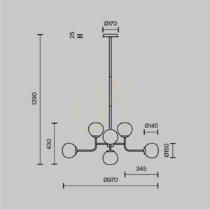 Niklové závěsné svítidlo Maytoni ERICH MOD221-PL-08-N 8×E14 max. 40 W 97 cm small 4