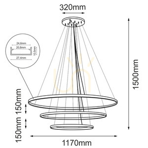 Závěsné svítidlo Antigo Agari Multi 3 zlaté 117 cm LED 6 světel 4000K 5421 small 1