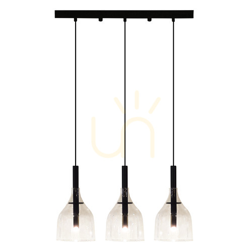 Kontrola Závěsné svítidlo Antigo Botor 3 černé, průhledné sklo, 53 cm, G9, 5096