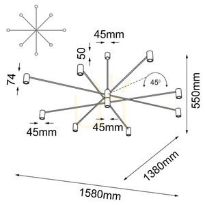 Závěsné svítidlo Antigo Dakata 8 černé 158 cm LED MR11 5640 small 1