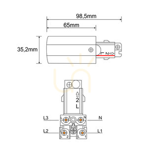 Levý přívod pro 3fázovou přípojnici 230V bílý Antigo Szynoprzewód 3F 8106 small 1