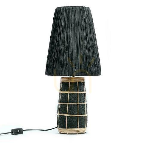 Kontrola Stolní lampa BAZAR BIZAR Naxos černá přírodní terakota tráva 56 cm