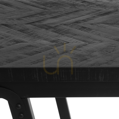 Kontrola Barový stůl BAZAR BIZAR Herringbone černý teak a černé železo 140 cm