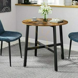 Kulatý jídelní stůl VASAGLE KDT080B01 80 cm rustikální hnědý a černý small 1