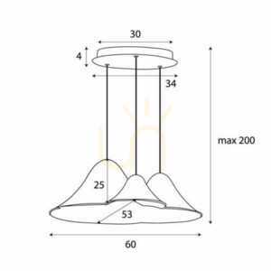 Závěsné svítidlo Max Light Bellmond P0565 černo-šedé plstěné LED 21 W, 3 světla, 60 cm small 5