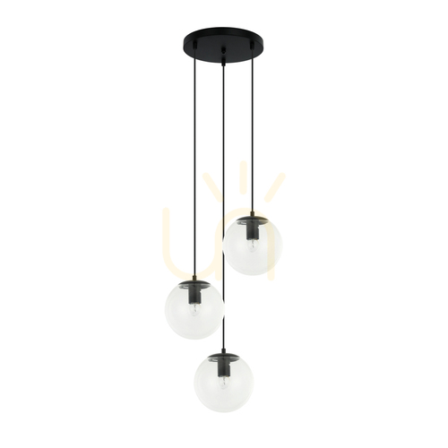 Kontrola Závěsná lampa Italux Sarpo 3x E27 černá sklo PND-58867-3S-BK