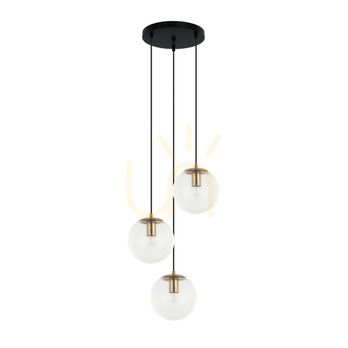 Kontrola Závěsné svítidlo Italux Sarpo 3x E27 mosaz sklo, PND-58867-3S-BK-BRO