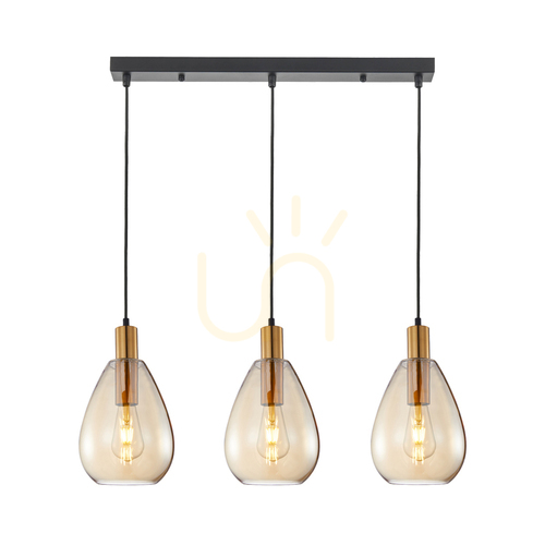 Kontrola Závěsné svítidlo Italux Zulo 3xE27 mosazné Amber PND-27812-3-BRO-AMB