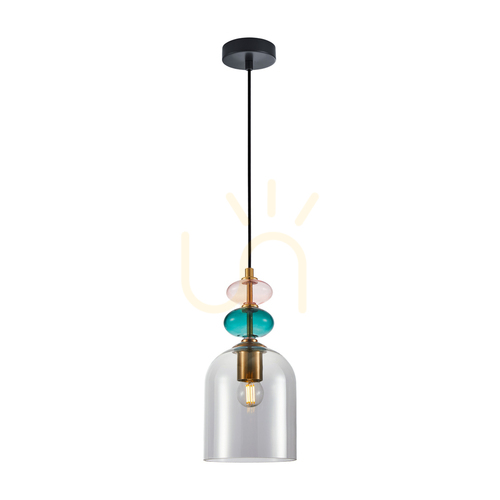 Kontrola Závěsné svítidlo Italux Busco E27 z barevného skla zlaté PND-30263-1B-BRO-SG