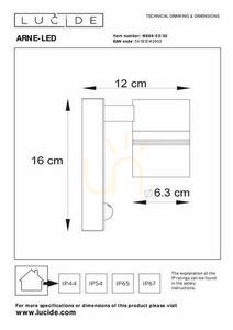 Venkovní nástěnné svítidlo Lucide ARNE-LED IR černé s pohybovým senzorem, LED GU10 5 W, IP44, 14866/05/30 small 3