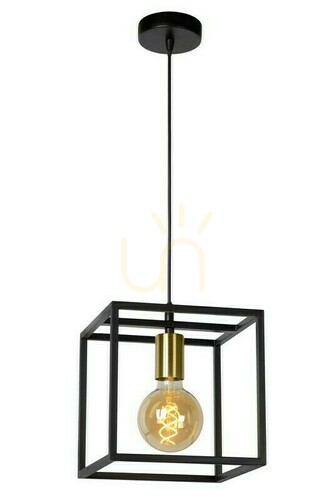 Kontrola Závěsné svítidlo Lucide RUBEN černé/zlaté E27 40W vintage 22 cm