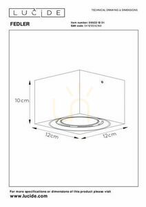 Downlight Lucide FEDLER bílý LED GU10 12W IP20 stmívatelný small 5