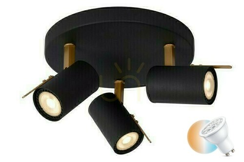 Kontrola Reflektor Lucide GRONY 3x GU10 černý/zlatý LED stmívatelný