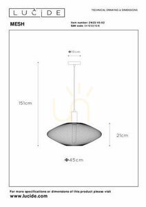 Závěsné svítidlo Lucide MESH zlaté 45 cm E27 21423/45/02 small 4