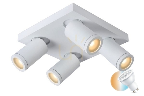 Kontrola Koupelnový plafon Lucide TAYLOR bílý IP44 GU10 4x LED 09930/20/31