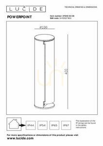 Venkovní post světlo Lucide POWERPOINT antracit hliník 40 cm IP44 27849/02/29 small 11