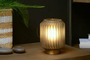 Stolní lampa Lucide SUENO šedá/zlatá sklo E14 40 W 45595/01/51 small 2