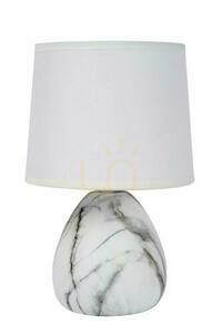 Stolní lampa MARMO E14 ø16 cm, bílá potištěná keramika a lněné stínítko, vypínač na kabelu, Lucide 47508/81/31 small 1