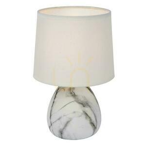 Stolní lampa MARMO E14 ø16 cm, bílá potištěná keramika a lněné stínítko, vypínač na kabelu, Lucide 47508/81/31 small 4