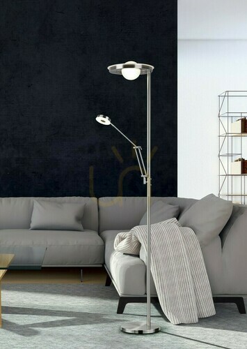 Kontrola LED stojací lampa Trio BARRIE 424210307 se čtecím ramenem, matný nikl, 181 cm
