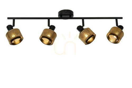 Kontrola Reflektor Lucide RAFA 4xE14 černý/zlatý vintage 74 cm 77980/04/30
