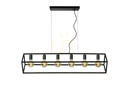 Kontrola Závěsné svítidlo Lucide FABIAN černé 6xE27 vintage 120 cm