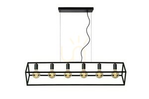 Závěsné svítidlo Lucide FABIAN černé 6xE27 vintage 120 cm small 0