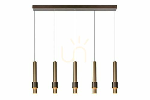 Kontrola Závěsné svítidlo Lucide Margary LED 5x22 W bronzové zlaté 103 cm