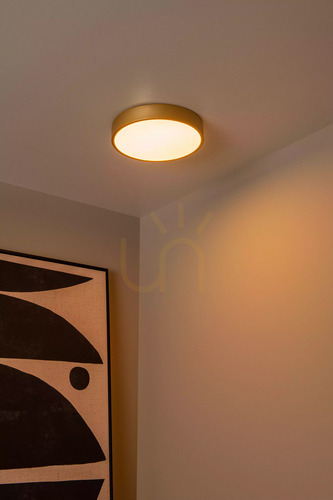 Kontrola LED stropní svítidlo Lucide UNAR 30 cm 18 W, matná zlatá, opál 79185/30/02