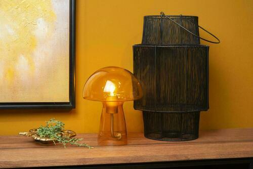 Kontrola Stolní lampa Lucide FUNGO oranžová skleněná E27 28 cm 10514/01/53